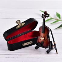 1 rinkinys išskirtinė mini smuiko gitara su muzikos instrumento dėklu Geriausia dovana miniatiūrinis medinis ornamentas lėlių namelis „pasidaryk pats“ vaikams žaislų modelis
