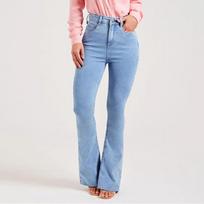 Women's Slim Stretch Fashion Light Colour Flare Jeans S šviesiai mėlyna spalva