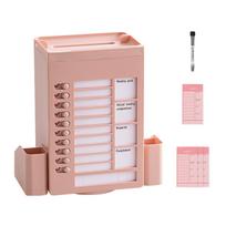Rotating Desk Pen Holder with Checklist Task Board 360 Degree Rotatable Pen Organizer Obliqued Pencil Storage Holder rožinė