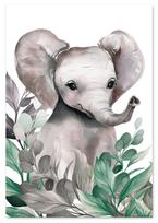 Plakatas dramblys lapuose plakatai vaikui 21x29,7 cm A4