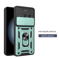 Dėklas Realme 11 Pro 5G, slankiojantis, apsaugantis telefono kameros objektyvą, skirtas Realme 11 11Pro 5G, su magnetiniu žiedu, šarvuotas galinis dangtelis For Realme 11 5G žalia