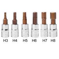 Inner Hex Socket Screwdriver Bit Set with 6pcs H3 H8 Hexagonal Tip Bits