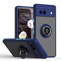 Šarvuotas matinis dėklas Google Pixel 9 Pro 8A 8 7A 7 6 Pro dangtelis žiedas magnetinis laikiklis stovas smūgiams atsparus Coque Fundas For Pixel 7A tamsiai mėlyna spalva