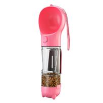 Dog Water Bottle Outdoor Portable Drinking Food Feeder For Small Medium Large Dogs Cats Puppy Poop Dispenser Labrador Supplies 300ml rožinė
