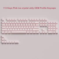 Round Side Keycaps for Mechanical Keyboards Cherry MX 61 68 113, Ice Crystal Translucent Pink, OEM, 104 Keys CHINA