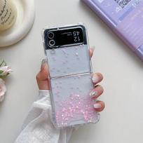 For Samsung Galaxy Z Flip 6 5 4 3 Case Drifting Sand Gradient Transparent Silicone Four Corner Shockproof Protective Back Cover for Z Flip 3