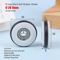 6 * 28 * 8 mm Buna-N guminis O guminis žiedas tylus elastingas ratas 696 guolio ritininis nutildymas elastingumo ritinėlio skriemulys