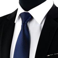 Jacquard Woven   Classic Striped Tie Men's Silk Suits Ties Necktie 145*8cm tamsiai mėlyna spalva