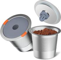 Reusable K Cups and Coffee Pods,Universal stainless steel k Cups for Keurig 2.0 and 1.0 Coffee Makers machine(2pack) gray