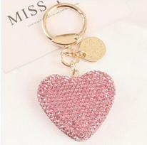 TEMU Popular Full Diamond Heart Keychain - Fashionable Openable Love Key Pendant Ring