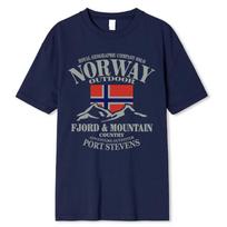 Summer Norway Flag Fjord Mountain T Shirt Crazy Hip Hop Men's Shirt Cotton Crewneck Plus Size Short Sleeve T-shirts S gray