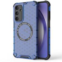 For Samsung Galaxy M35 Magnetic Ring Back Cover Phone Case Magsafe Ring Wireless Charge Lens Protect Shockproof Coupe Cases CHINA&For Samsung M35 mėlyna