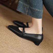 Krazing Pot Cow Skin Spring Summer Size 41 Low Heels Women Light Shoes Square Toe Shallow Pumps 35 juoda