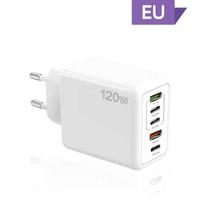 120W 5 prievadų USB įkroviklis Type C Greitas įkrovimas Mobiliojo telefono sienelinis adapteris IPhone 16 15 14 Samsung Xiaomi Huawei EU/US/UK kištukas EU Plug balta