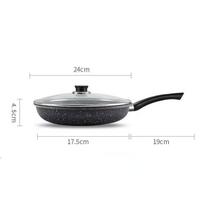 Maifan Stone Skillet Thickened Iron Induction Cooker Non-Stick Frying Steak Pan Gas Grill for Household Use 24CM black
