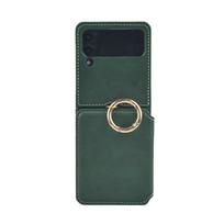 Samsung Z Flip 4/5 Leather Case with Card Slot and Stand, Calf Pattern Moto Razr 50 Ultra žalia