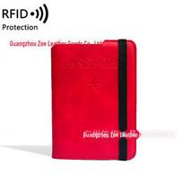 2024 RFID Apsauga nuo vagystės Paso ir kortelių dėklas su atspausdintu bilietų skyriumi raudona