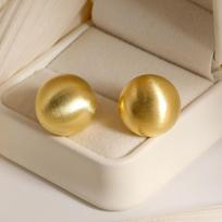 High-End Retro Hong Kong Style 925 Silver Brushed Ball Earrings