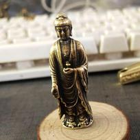 Antikvarinio stiliaus žalvarinė Guanyin ir Sakyamuni Budos statulėlė-ornamentas