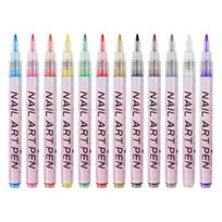 Yousheng 12Pcs Nail Art Pens Quick Dry Vibrant Color Excellent Saturation Water-Resistant Grip Comfortable DIY Plastic Nail Graffiti Pens 12pcs