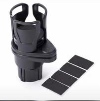 Rotating Car Cup Holder & Phone Mount with Dual-Layer Storage black