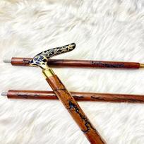 93.98 cm Walking Stick  For Men Flora Gold Line Wood Walking Cane Brass Handle Victorian Steampunk Outfit
