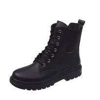 Botas Women Motorcycle Ankle Boots Wedges Female Lace Up Platforms Spring Black Leather Oxford Shoes Woman 2024 Botas Mujer 4