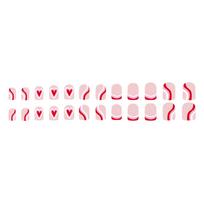 24 Pcs Valentines Day Press On Nail Short Square Festival False Nail Heart Stick on Nail French Tip Acrylic Nail white