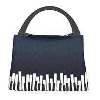 Piano Keyboard Keys Lunch Box Merch Portable Insulated Canvas Cooler Bag Musical Symbol Music Note Thermal Travel Lunch Box 28x17x16CM juoda