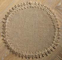 4PCS Round Burlap Placemats Rustic Braided Natural Jute Placemat with Tassel, Boho Woven Placemats for Wedding Party Farmhouse Dinner Table Decor 4PCS--30CM beige