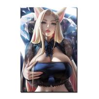 KDA Ahri Legends League Žaidimas Drobės tapyba Plakatai Nuotraukos ant sienos Senovinis plakatas Dekoratyvinis namų dekoro stalas be rėmelių 21*30cm gray