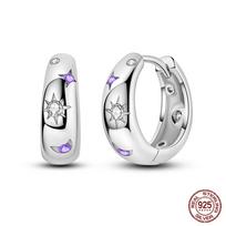 New 925 Sterling Silver Hope Rainbow Flower Earrings For Women Sparkling Colored Zircon Star Koi Earrings Party Jewelry white