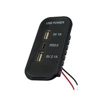 NEW 3-Ports 12V USB Panel Outlet 3.1A Dual USB A Port & PD3.0 USB C Port Car Fast Charger Socket for Car Motorcycle Marine Truck juoda