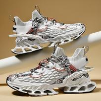 2024 new men's shoes blade sports shoes men's summer flying weaving fashion trend men's casual running shoes men's trendy shoes 39 white