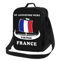 My Ancestors Were France Insulated Lunch Bag for Women French Flag Cooler Thermal Bento Box Beach Camping Travel 26.5x20x11.5CM smėlis