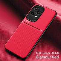 For Honor 200 Lite Case Shockproof Soft Silicone Bumper Funda for Honor200 Lite 200Lite Leather Car Magnetic Holder Back Cover Honor 200 Lite raudona