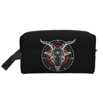 Baphomet Pentagram Satantic Occult Church of Satan Goat Goth Storage Bag Portable Large Capacity Travel Toiletry Cosmetic Bag 25.5x16x12.5CM juoda