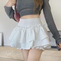 Women's White Mini Skirt Elastic Waist Cute Sweet Style Pleated Cake Skirt Y2k Clothing Spring Summer S