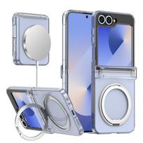 Electroplating Magnetic Rotation Holder Phone Case for Samsung Galaxy Z Flip 6 5 4 3 Flip6 Flip5 Flip4 Hinge Protective Cover For Samsung Galaxy Z Flip6 blue