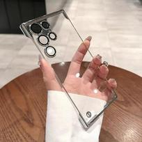 Prabangus dengimas berėmis dėklas Samsung Galaxy S24 Ultra S23 S22 plonas skaidrus fotoaparato lęšio apsauga smūgiams atsparus kietas viršelis For Galaxy S24