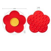 Pet Supplies Cat Licking Pad Sun Flower Shape Silicone Dog Licking Plate Cute Pet Slow Licking Mat raudona