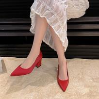 6.5cm Square Heels Patent Leather Red Pumps Shoes Woman Classics Pointed Toe Dress Official Pumps Party Plus Size 35-42 35 vyno raudonos spalvos