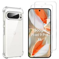 Case for Google Pixel 9 Pro XL and 2 Tempered Glass Films Screen Protector Phonillico® skaidri