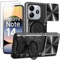 Coque pour Xiaomi Redmi Note 14 5G avec Cache Objectif Noir + 2 Verres Trempés