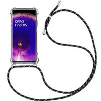 Coque Bandoulière pour OPPO Find X5 Anti-Rayure Coins Renforcé + Bandoulière Noir