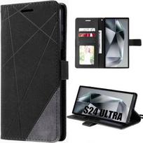 Case for Samsung Galaxy S24 Ultra - Synthetic Leather - Scratch-Resistant - Black - Semi-rigid - Flip