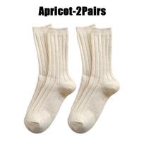 Naujos žieminės kojinės moteriškos kašmyro vilnos storos šiltos moteriškos kojinės Sox japoniškos mados Harajuku vienspalvės terminės ilgos kojinės 2 PAIRS beige