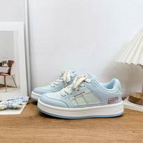 Niche Hong Kong style platform white shoes casual 2025 spring new versatile board shoes retro original sports bread shoes 35 dangaus mėlyna spalva