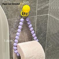 Dopamine Hanging Beaded Tissue Holder Non Punching Multifunctional Toilet Paper Roll Bracket Decoration Wall Mount violetinė