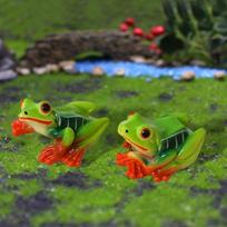 2Pcs Frog Figurines Pot Ornaments Handmade Decoration Resin Sculptures Vase Mini Statues for